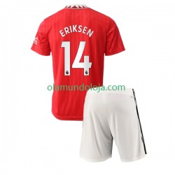 Camisola Manchester United Christian Eriksen 14 Criança Equipamento Primeiro 2022-2023 Manga Curta